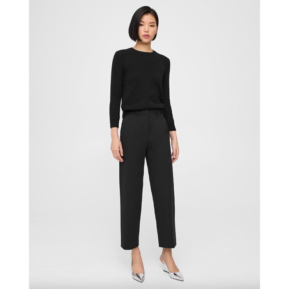 Theory High Waisted Straight Leg Pant Black Womens Size 12